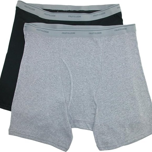 Fruit of the Loom Men's Big Man Black and Gray Boxer Brief 2pk, 2XB - Picture 2 of 2